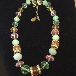 VINTAGE LIZ CLAIBORNE glass & crystal necklace 20”